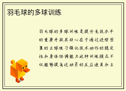 羽毛球的多球训练